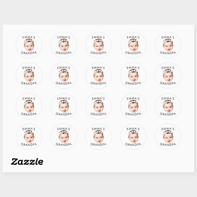 Custom Photo Face Mom Grandma Grandpa Birthday Classic Round Sticker (Sheet)