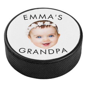 Custom Photo Face Mom Grandma Grandpa Birthday Hockey Puck