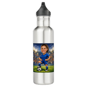 Custom Photo-Face Soccer/Football Star Caricature 710 Ml Water Bottle