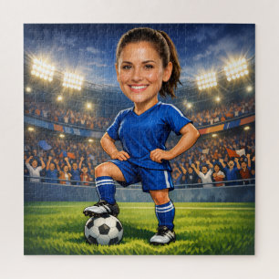Custom Photo-Face Soccer/Football Star Caricature Jigsaw Puzzle
