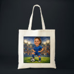 Custom Photo-Face Soccer/Football Star Caricature  Tote Bag<br><div class="desc">Two Designs in One: The Ultimate Personalized Soccer Fan Tote Bag! Double the style and double the spirit with our customizable soccer caricature tote bag. This versatile bag is a game-changer, featuring two distinct designs to match your mood. On one side, you’ll find a vibrant, high-energy soccer caricature of a...</div>