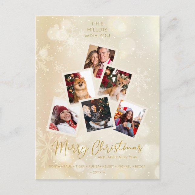 Custom Photo Family Christmas Tree Happy New Year Postcard (Front)