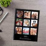 Custom photo family collage monogram black 2026 planner<br><div class="desc">Make your own unique family photo collage as a gift for your mom, wife or yourself. Use four, 9 of your favourite photos of your family, friends, dream travel destination or pet! Personalize and add a name and a year. The name is written with a modern hand lettered style script....</div>