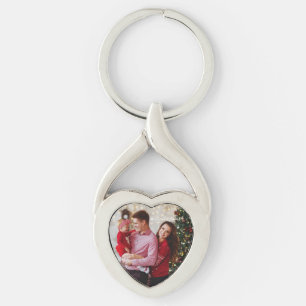 Custom Photo Family Holiday Keepsake Metal Keychain