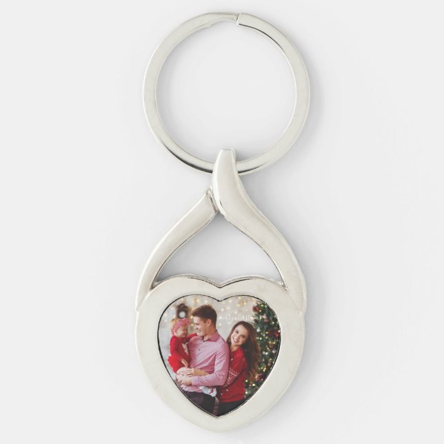 Custom Photo Family Holiday Keepsake Metal  Keychain (Front)