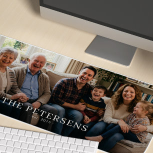 Custom photo family name modern desk mat
