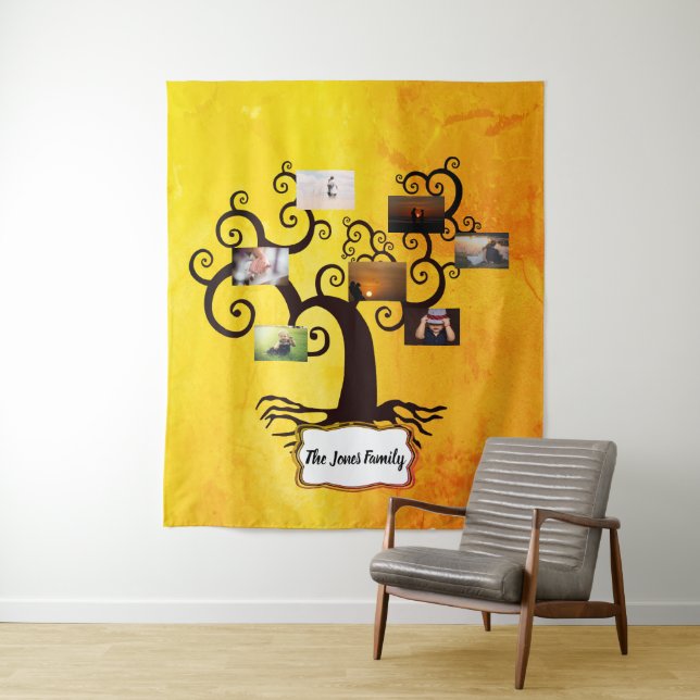 Custom Photo Family Tree Wall Hanging Tapestry (In Situ)