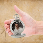 Custom photo father white numbers pocket watch<br><div class="desc">Template for your own photo of the best father,  dad in the world.  White numbers.</div>