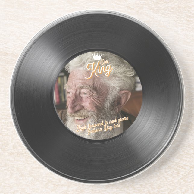 Custom Photo Father's Day Record Sandstone Coaster (Front)