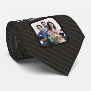 Custom Photo Fathers Day Ties, Grey Stripe Tie