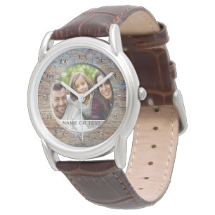 Custom Photo Fathers Day Watch for Dad Rustic