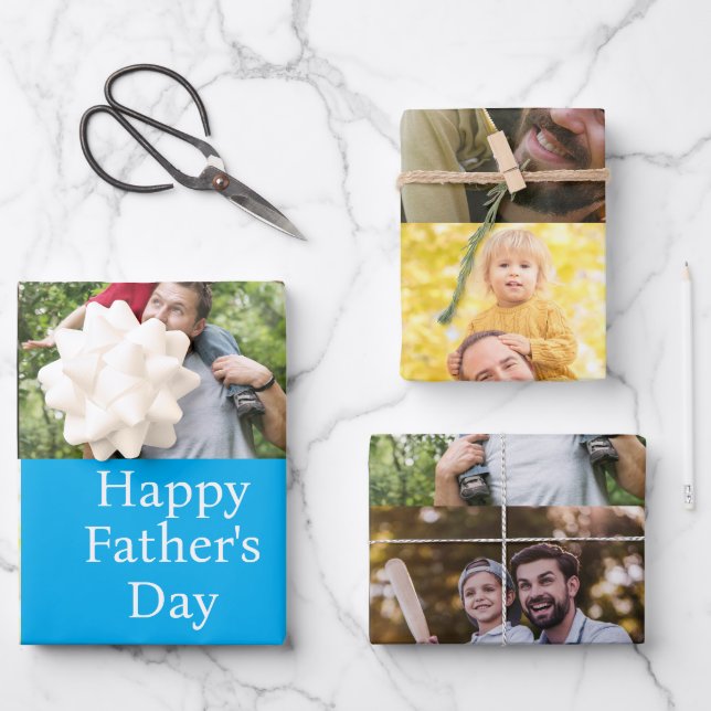 Custom Photo Father's Day  Wrapping Paper Sheet (Front)