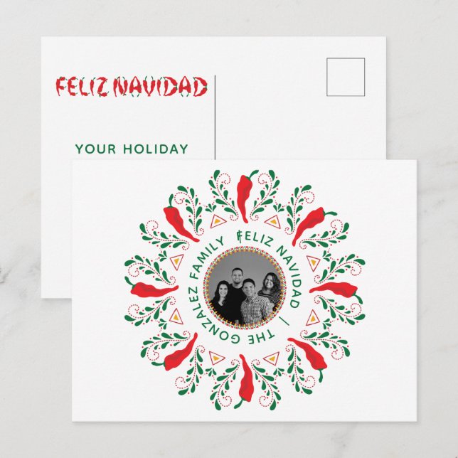 Custom Photo Feliz Navidad Holiday Postcard (Front/Back)