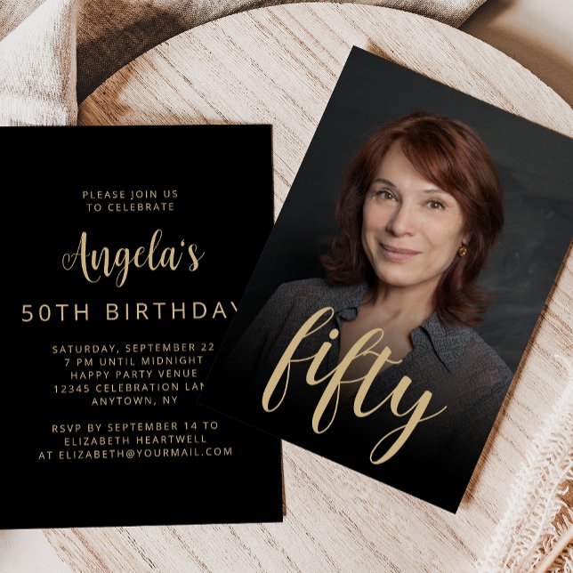 Custom Photo Fifty 50th Birthday Party Invitation (Creator Uploaded)