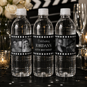 Custom Photo Film Strip Labels, Hollywood Party Water Bottle Label