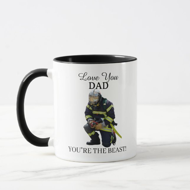 Custom Photo Firefighter For Dad Git Mug (Left)