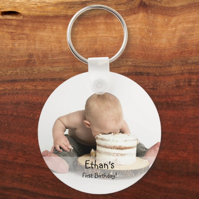 Custom Photo First birthday gift favour Keychain (Front)