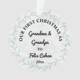 Custom Photo First Christmas as Grandma & Grandpa Ornament