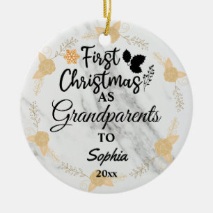 Custom Photo First Christmas as Grandparents 2021 Ceramic Ornament