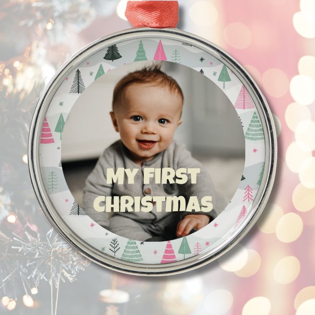 Custom Photo First Christmas Gifts for Daughter Metal Ornament (Custom Photo First Christmas Gifts for Daughter)