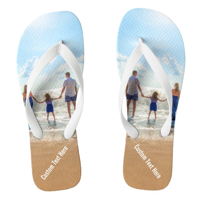 Custom Photo Flip Flops with Your Photos and Text (Footbed)