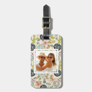 Custom Photo Floral background 3 Luggage Tag