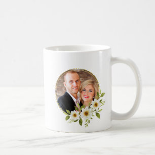 Custom Photo Floral Frame Coffee Mug