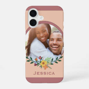 Custom Photo Floral Pink Personalised iPhone 16 Case