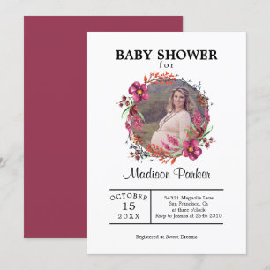 Custom Photo Floral Wreath  Invitation