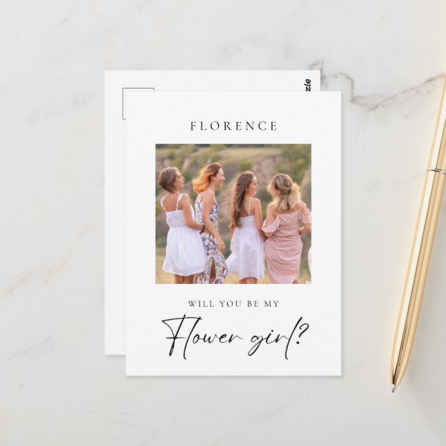 Custom Photo Flower Girl Proposal Postcard (Front/Back In Situ)