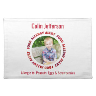 Custom Photo Food Allergy Alert Personalized Kids Placemat