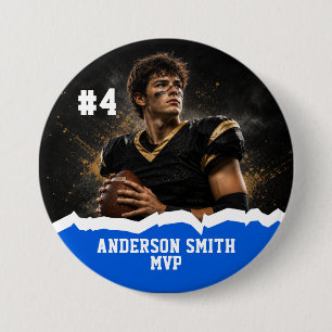Custom Photo Football MVP Button Pin