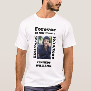 Custom Photo Forever In Our Hearts Death Memorial T-Shirt