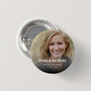 Custom Photo Forever In Our Hearts Funeral 1 Inch Round Button