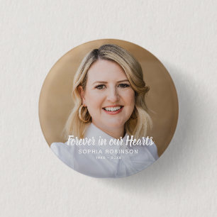 Custom Photo Forever In Our Hearts Funeral 1 Inch Round Button