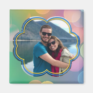 Custom Photo Frame Bokeh Bubbles Magnet
