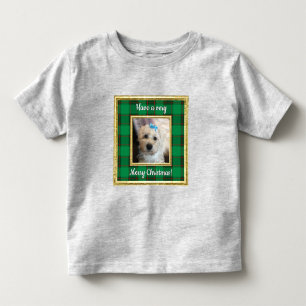 Custom Photo Frame Christmas Red & Green Plaid Toddler T-shirt