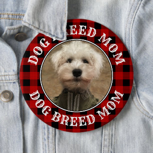 Custom Photo Frame Country Red Buffalo Check Plaid 6 Inch Round Button