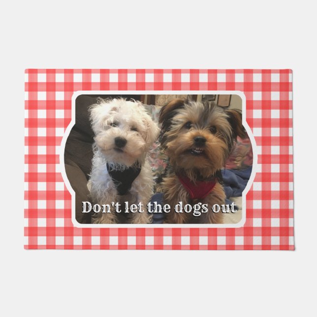 Custom Photo Frame Country Red Buffalo Check Plaid Doormat (Front)