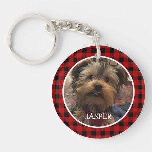 Custom Photo Frame Country Red Buffalo Check Plaid Keychain