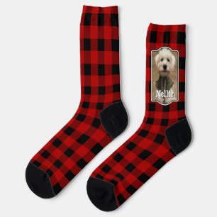 Custom Photo Frame Country Red Buffalo Check Plaid Socks