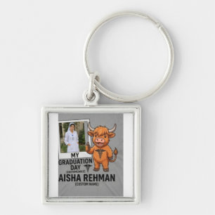 Custom Photo Frame Highland Cow Nursing Graduation Keychain