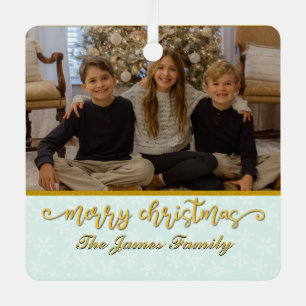 Custom Photo Frame Merry Christmas & New Year Holi Metal Ornament