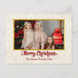 Custom Photo Frame Merry Christmas & New Year Holiday Postcard