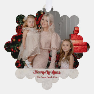 Custom Photo Frame Merry Christmas & New Year Ornament Card