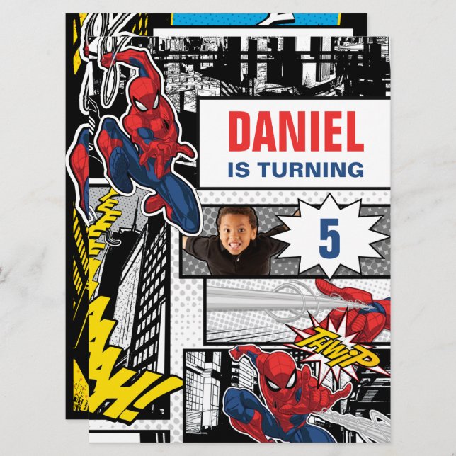 Custom Photo Frame Spider-Man Birthday Invitation (Front/Back)