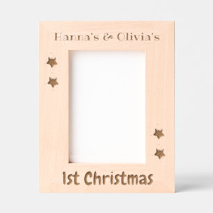 Custom Photo Frame, Twins 1st Christmas, 5 x 7" Etched Frames