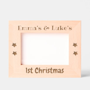 Custom Photo Frame, Twins 1st Christmas, 7 x 5" Etched Frames