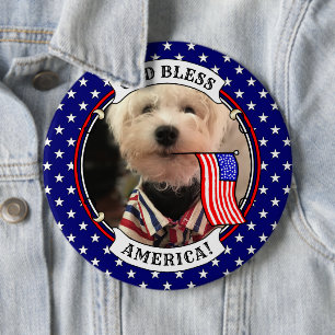 Custom Photo Frame USA American Flag Patriotic Fun 6 Inch Round Button