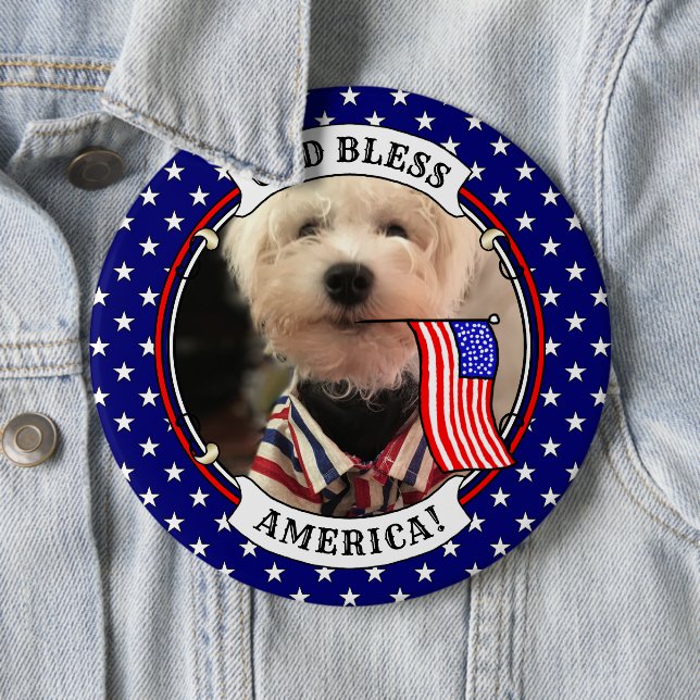 Custom Photo Frame USA American Flag Patriotic Fun 6 Inch Round Button (In Situ)